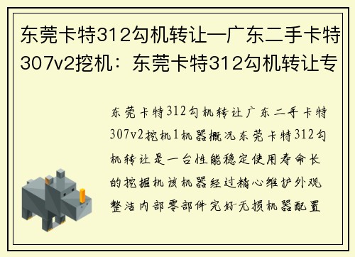 东莞卡特312勾机转让—广东二手卡特307v2挖机：东莞卡特312勾机转让专区